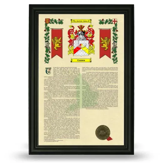 Cuzzen Armorial History Framed - Black