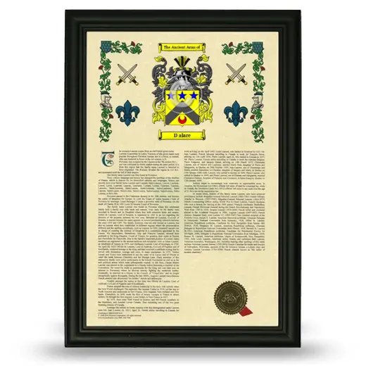 D alare Armorial History Framed - Black