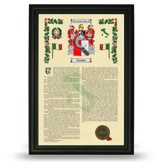 D'acosta Armorial History Framed - Black