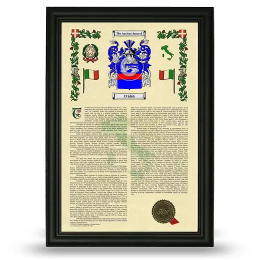 D'aleo Armorial History Framed - Black