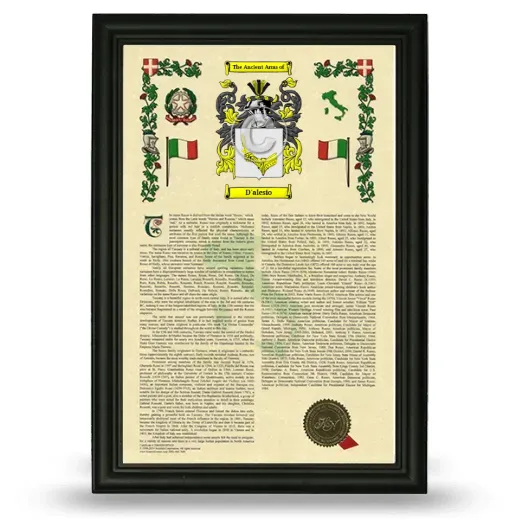 D'alesio Armorial History Framed - Black