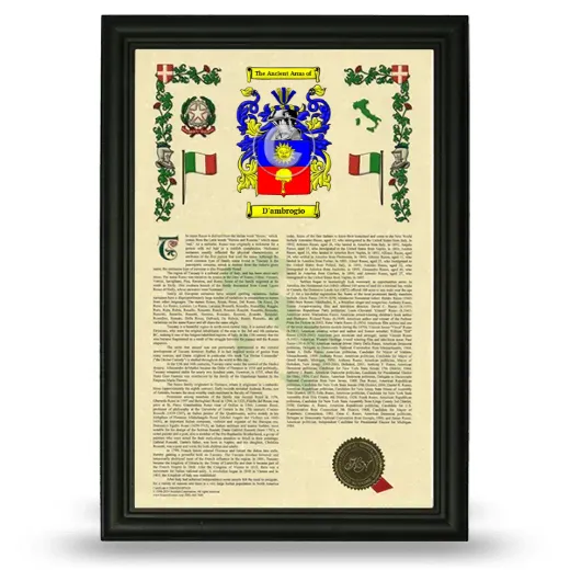 D'ambrogio Armorial History Framed - Black