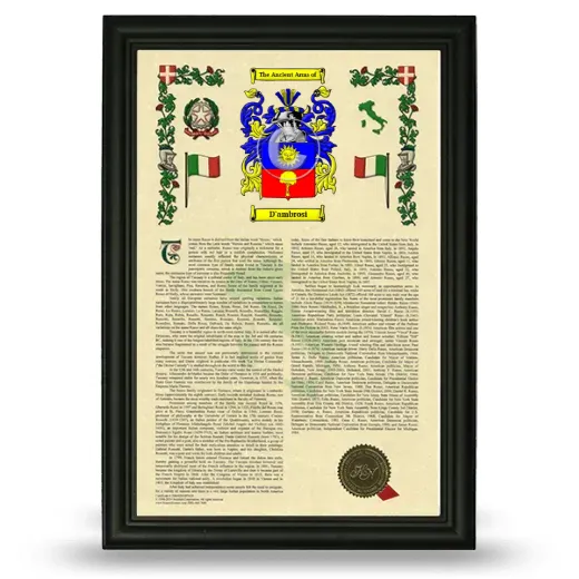 D'ambrosi Armorial History Framed - Black