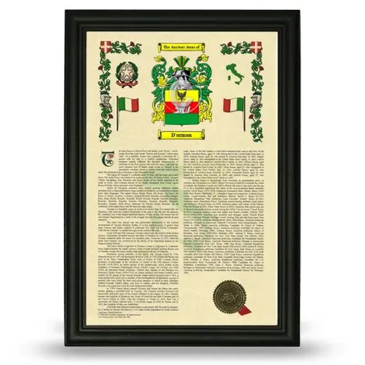 D'arman Armorial History Framed - Black