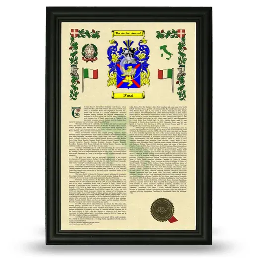 D'azzi Armorial History Framed - Black