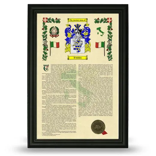 D'errico Armorial History Framed - Black