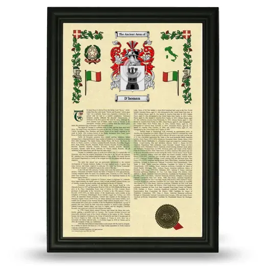 D'homan Armorial History Framed - Black