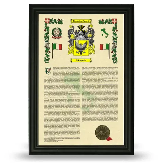 D'imperio Armorial History Framed - Black