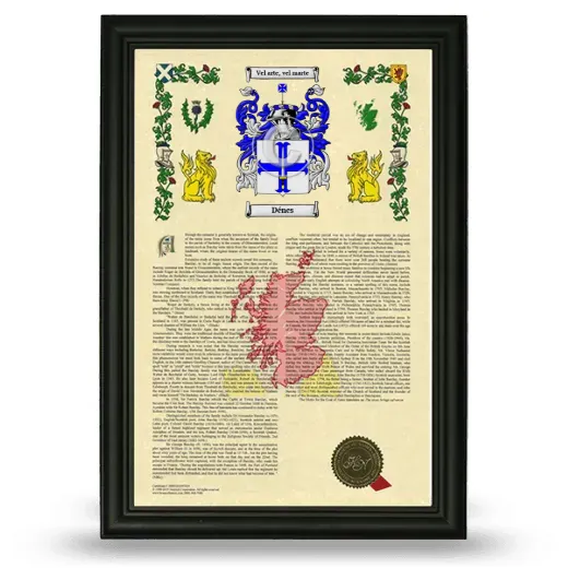 Dénes Armorial History Framed - Black
