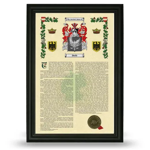 Daels Armorial History Framed - Black