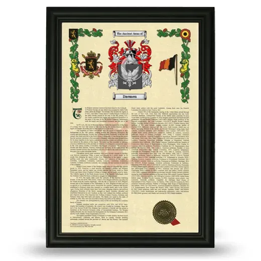Daemen Armorial History Framed - Black