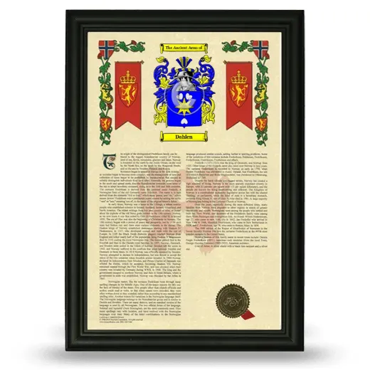 Dahlen Armorial History Framed - Black