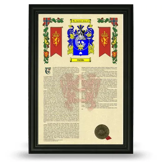 Dahlin Armorial History Framed - Black