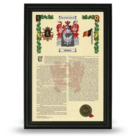 Dahmen Armorial History Framed - Black