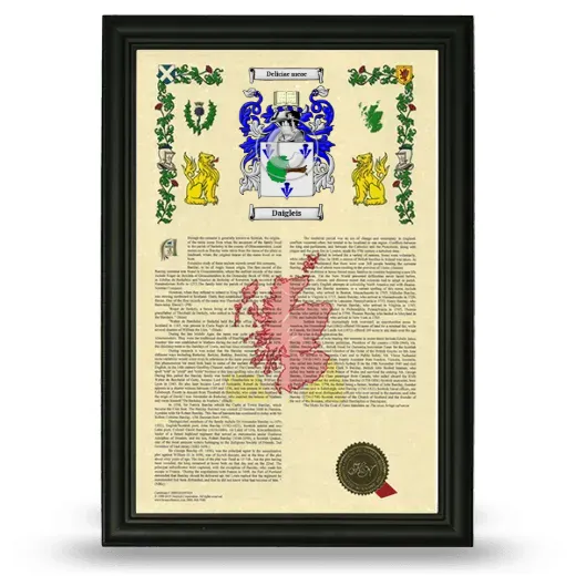 Daigleis Armorial History Framed - Black