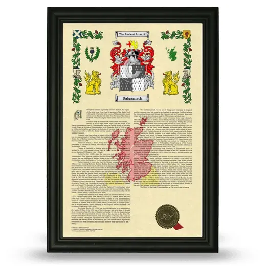 Dalgarnach Armorial History Framed - Black