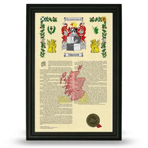 Dalgarnock Armorial History Framed - Black