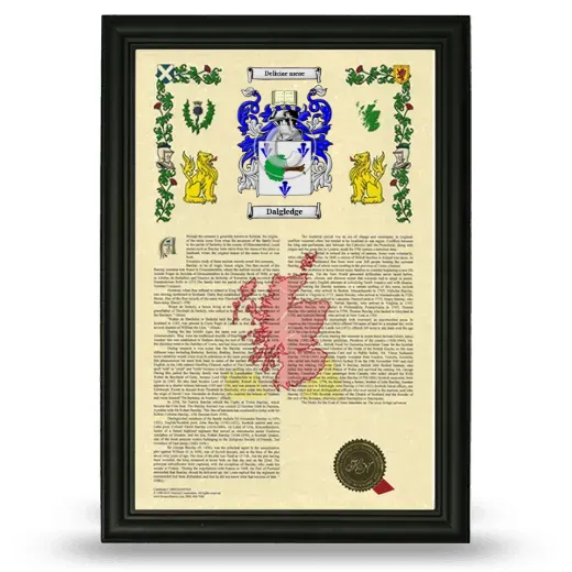 Dalgledge Armorial History Framed - Black