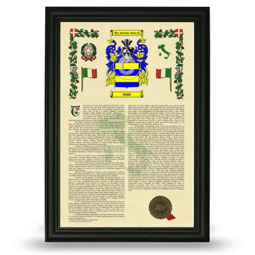 Dalle Armorial History Framed - Black