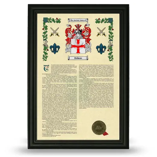Dalmas Armorial History Framed - Black