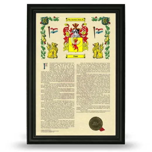 Dam Armorial History Framed - Black
