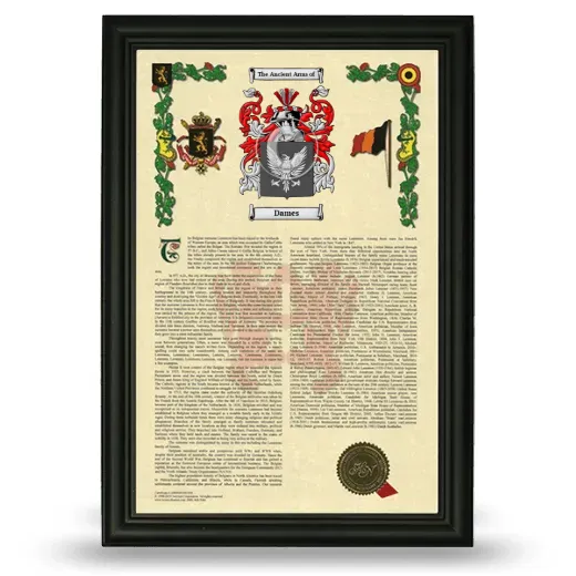 Dames Armorial History Framed - Black