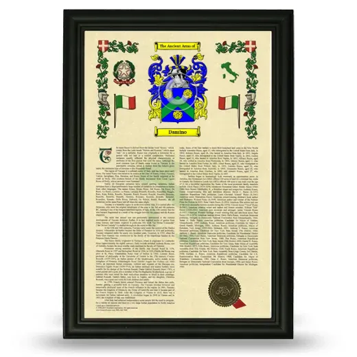 Damino Armorial History Framed - Black