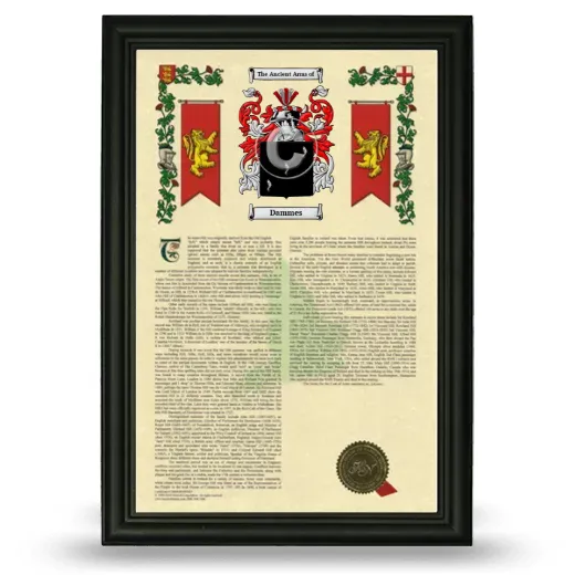 Dammes Armorial History Framed - Black
