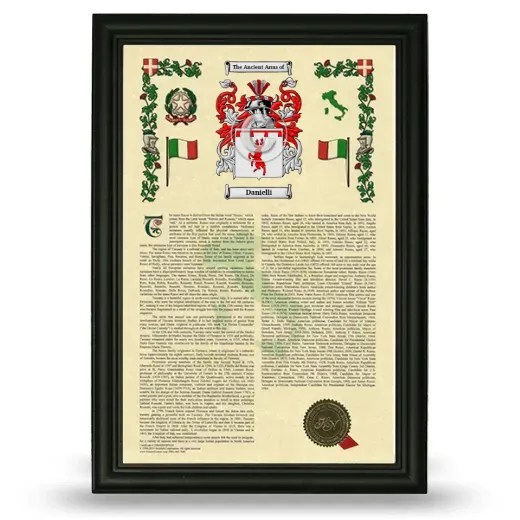 Danielli Armorial History Framed - Black