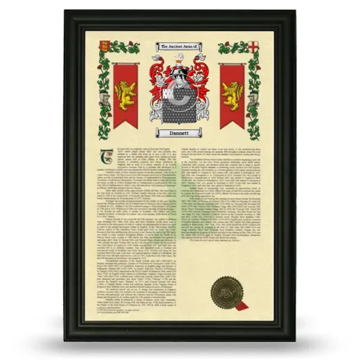 Dannett Armorial History Framed - Black