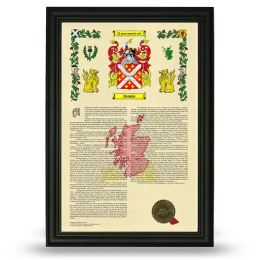 Dannia Armorial History Framed - Black