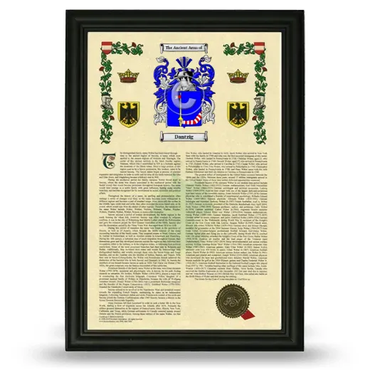 Dantzig Armorial History Framed - Black