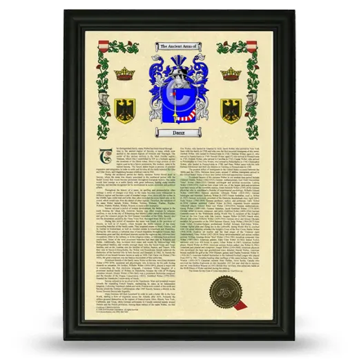 Danz Armorial History Framed - Black