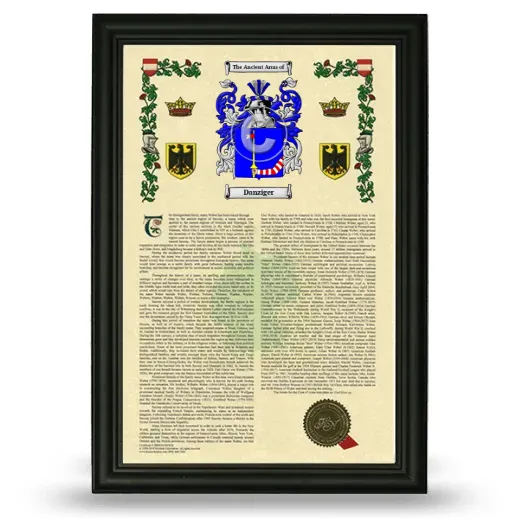 Danziger Armorial History Framed - Black