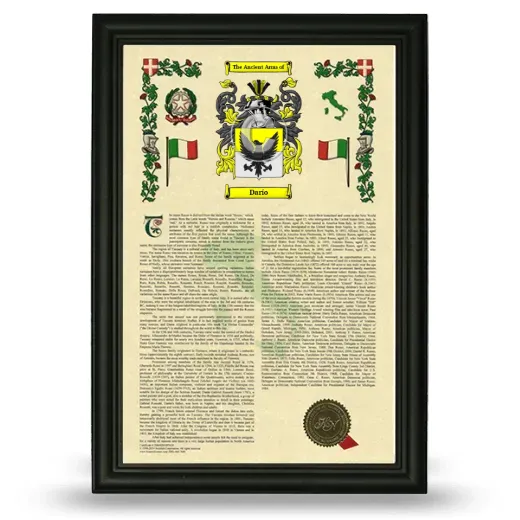 Darío Armorial History Framed - Black