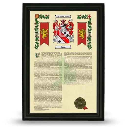 Darin Armorial History Framed - Black