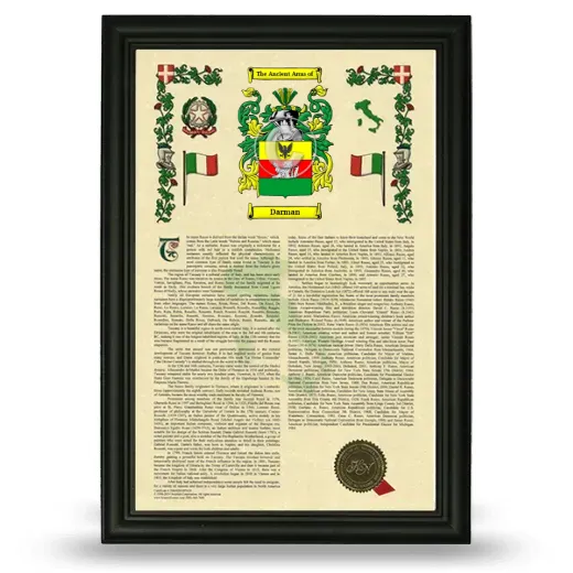 Darman Armorial History Framed - Black