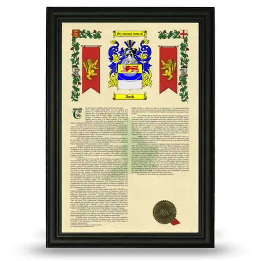Dash Armorial History Framed - Black