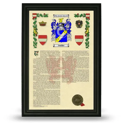 Daubler Armorial History Framed - Black