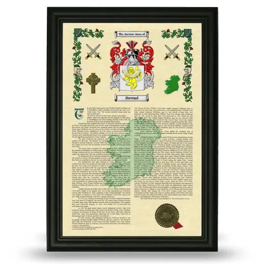 Davend Armorial History Framed - Black