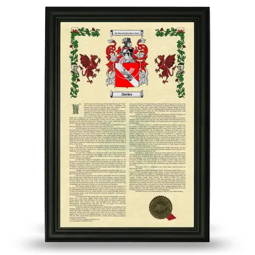 Davies Armorial History Framed - Black