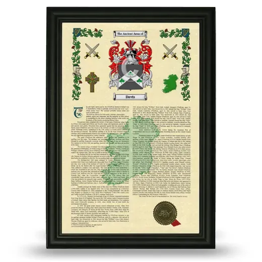 Davis Armorial History Framed - Black