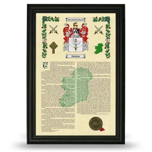 Davoren Armorial History Framed - Black