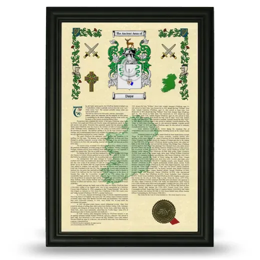 Daye Armorial History Framed - Black