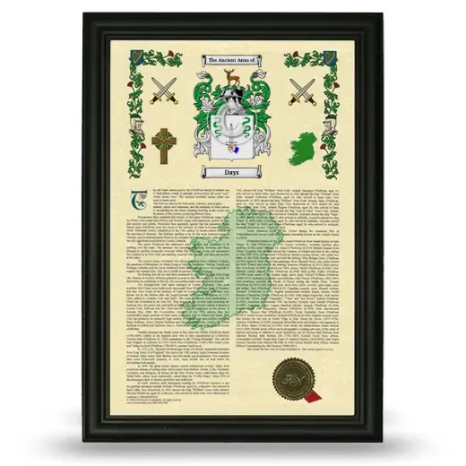 Days Armorial History Framed - Black