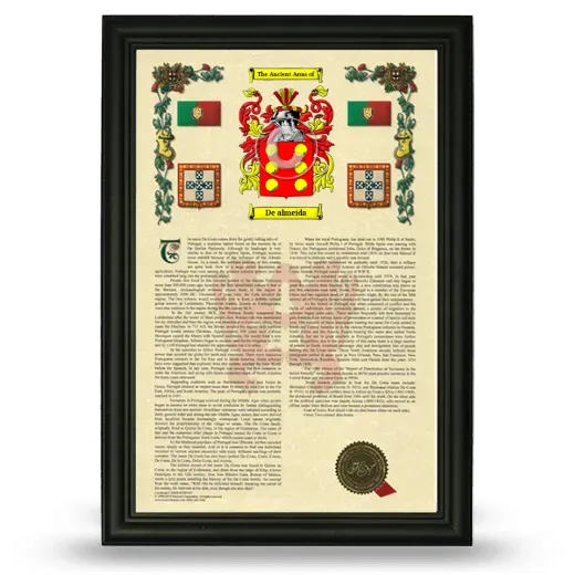 De almeida Armorial History Framed - Black