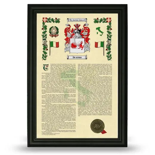 De arena Armorial History Framed - Black