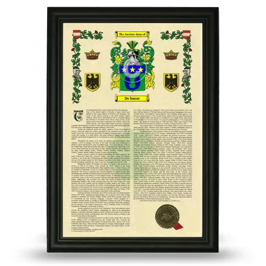 De bauer Armorial History Framed - Black