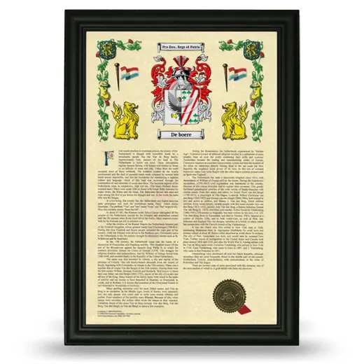 De boere Armorial History Framed - Black