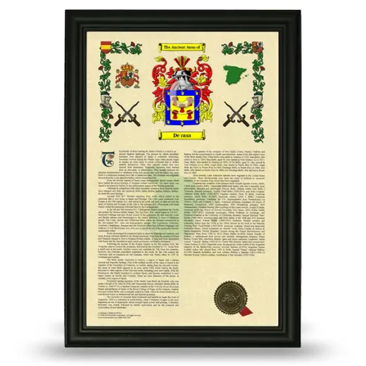 De casa Armorial History Framed - Black